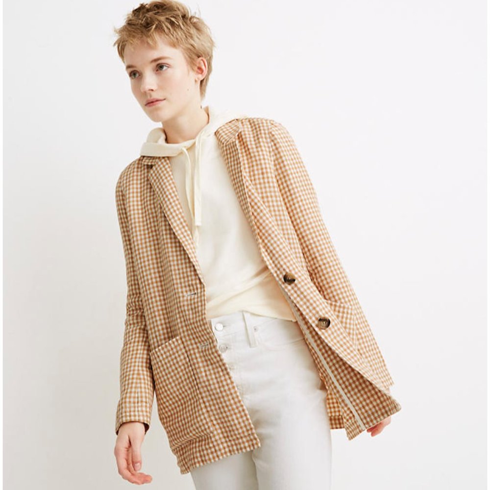 ✨HP✨Madewell Linen Dorset Blazer in Gingham Check - Picture 5 of 5